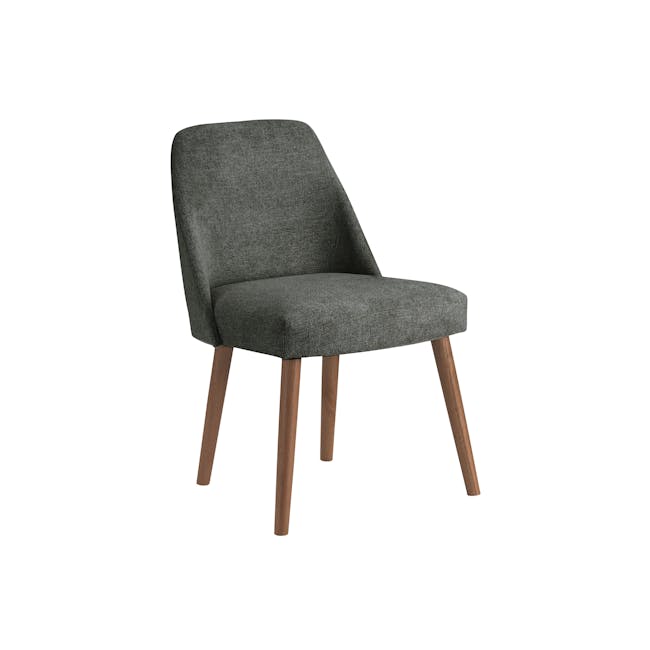 Miranda Chair - Cocoa, Charcoal Ash - 1 - Grey upholstered chair, wooden legs, minimalist design, modern style, elegant