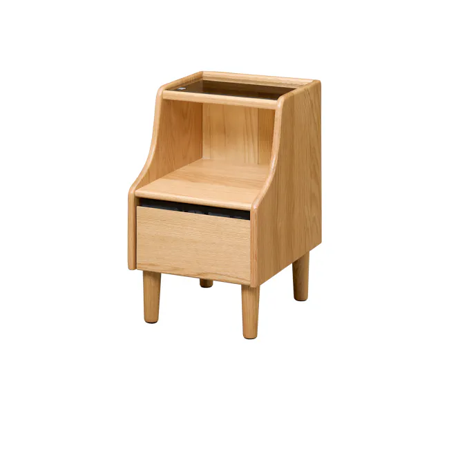 Lekka Narrow Bedside Table - Oak - 1