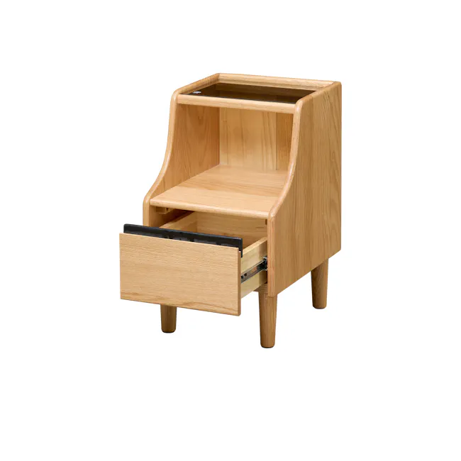 Lekka Narrow Bedside Table - Oak - 2