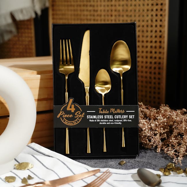 Table Matters Parisian 4pc Cutlery Set - Gold - 3