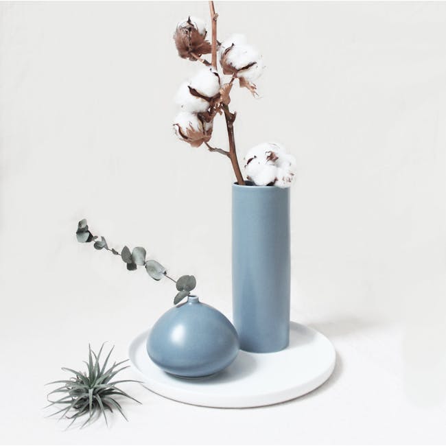 Nordic Matte Vase Medium Straight Cylinder - Blue Grey - 1