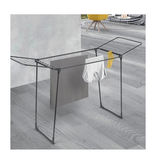 Metaltex Hydra Onyx Wing Laundry Drier - Black - 2 - modern outdoor laundry stand, stylish metal rack, white underwear