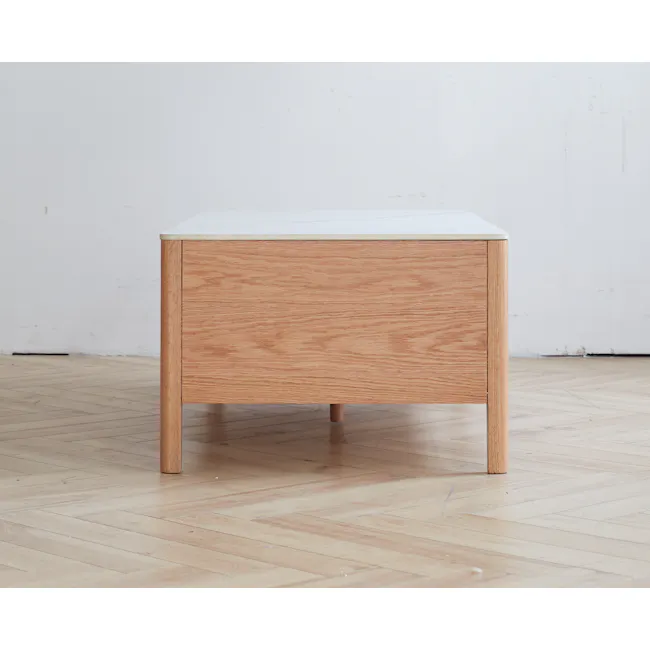 Devin Coffee Table 1.2m (Sintered Stone) - 9 - Wooden side table with natural finish, minimalist design, light wood grain