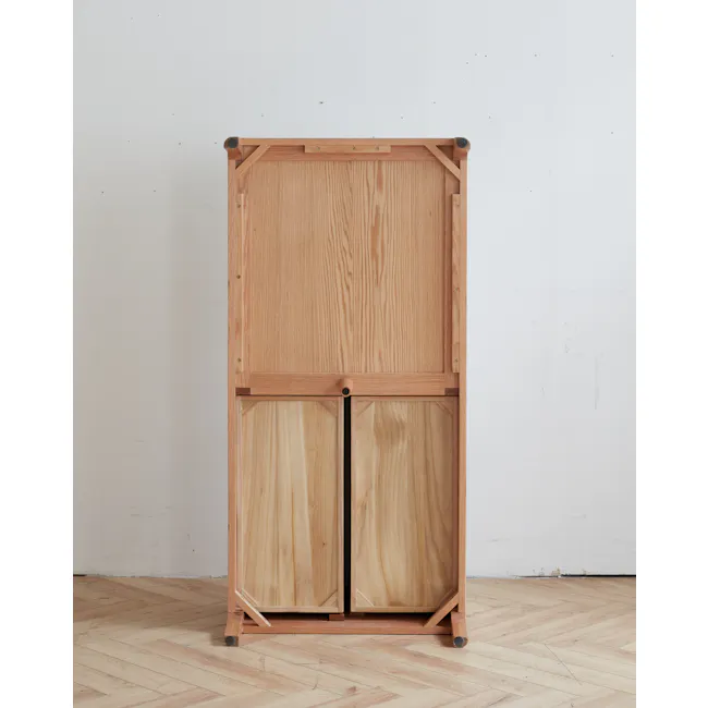 Devin Coffee Table 1.2m (Sintered Stone) - 22 - Wooden cabinet with metal hinges, light wooden floor, wooden wall, wooden