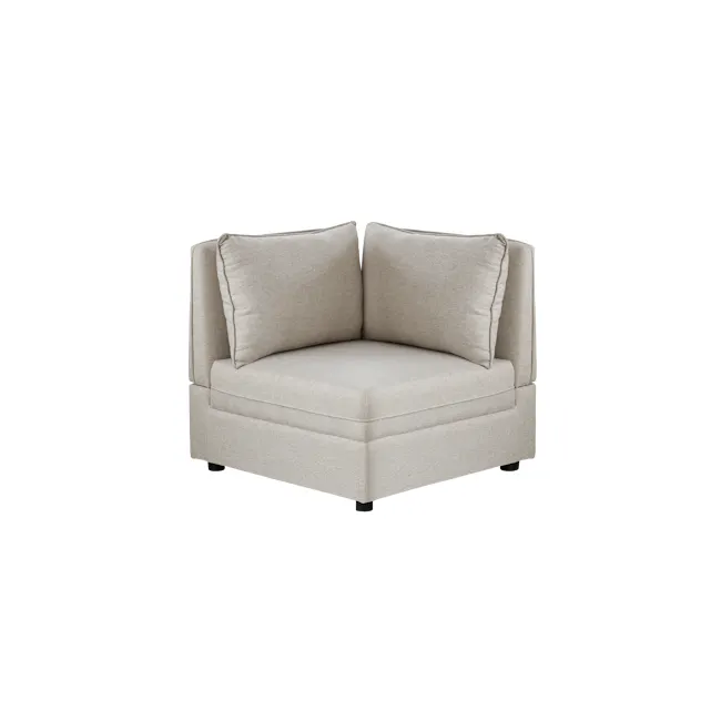 Cameron Corner Unit - Sand (Fabric) - 1 - Cream upholstered armchair, beige cushions, modern design, plush seating, cozy
