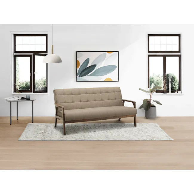Tucson 3 Seater Sofa with Tucson Armchair - Cocoa, Chestnut (Fabric) - 5 - Modern minimalist living room, cozy seating area