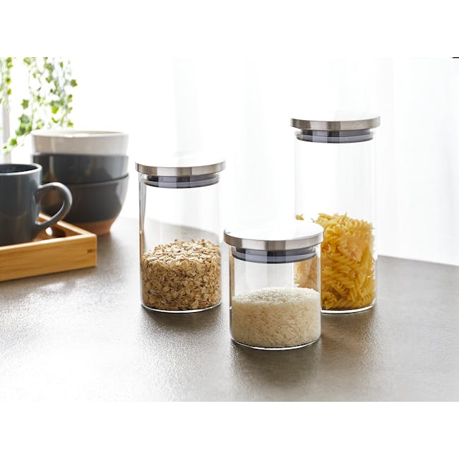 EVERYDAY Glass Jar with Stainless Steel Lid (Set of 3) - 1