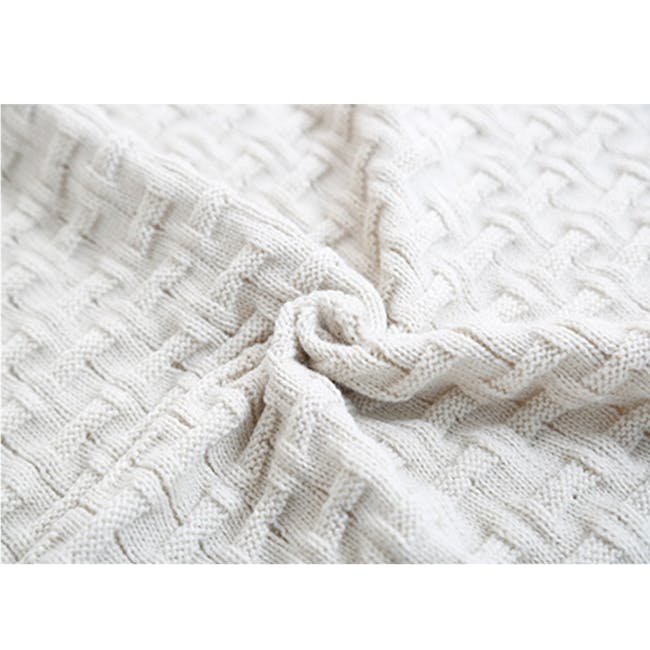 Camille Knitted Throw Blanket 110 x 175 cm - Cream - 4