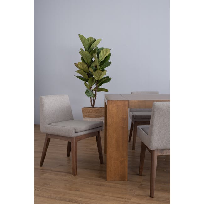 Clarkson Dining Table 2.2m with Tilda Cushioned Bench 1.7m and 2 Fabian Dining Chairs in Cocoa, Dolphin Grey - 15