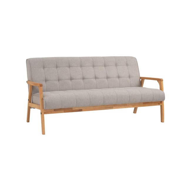 Tucson 3 Seater Sofa - Natural, Dolphin Grey (Fabric) - 4 - Modern upholstered sofa, light gray fabric, wooden frame