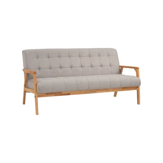 Tucson 3 Seater Sofa with Tucson Armchair - Natural, Dolphin Grey (Fabric) - 4 - Modern upholstered sofa, light gray fabric