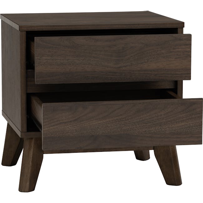 Arthur King Divan Bed in Urban Grey with 2 Herschel Bedside Table in Walnut - 11 - Dark wood side table, sleek design