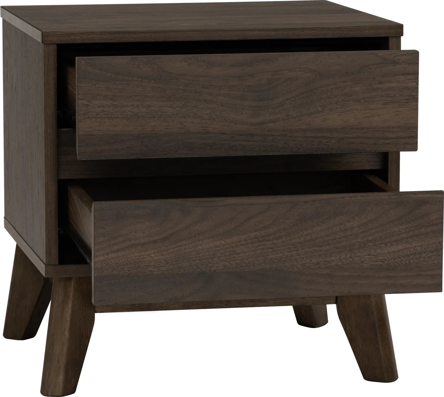 Arthur Queen Divan Bed in Urban Grey with 2 Herschel Bedside Table in Walnut - 11 - Dark wood side table, sleek design