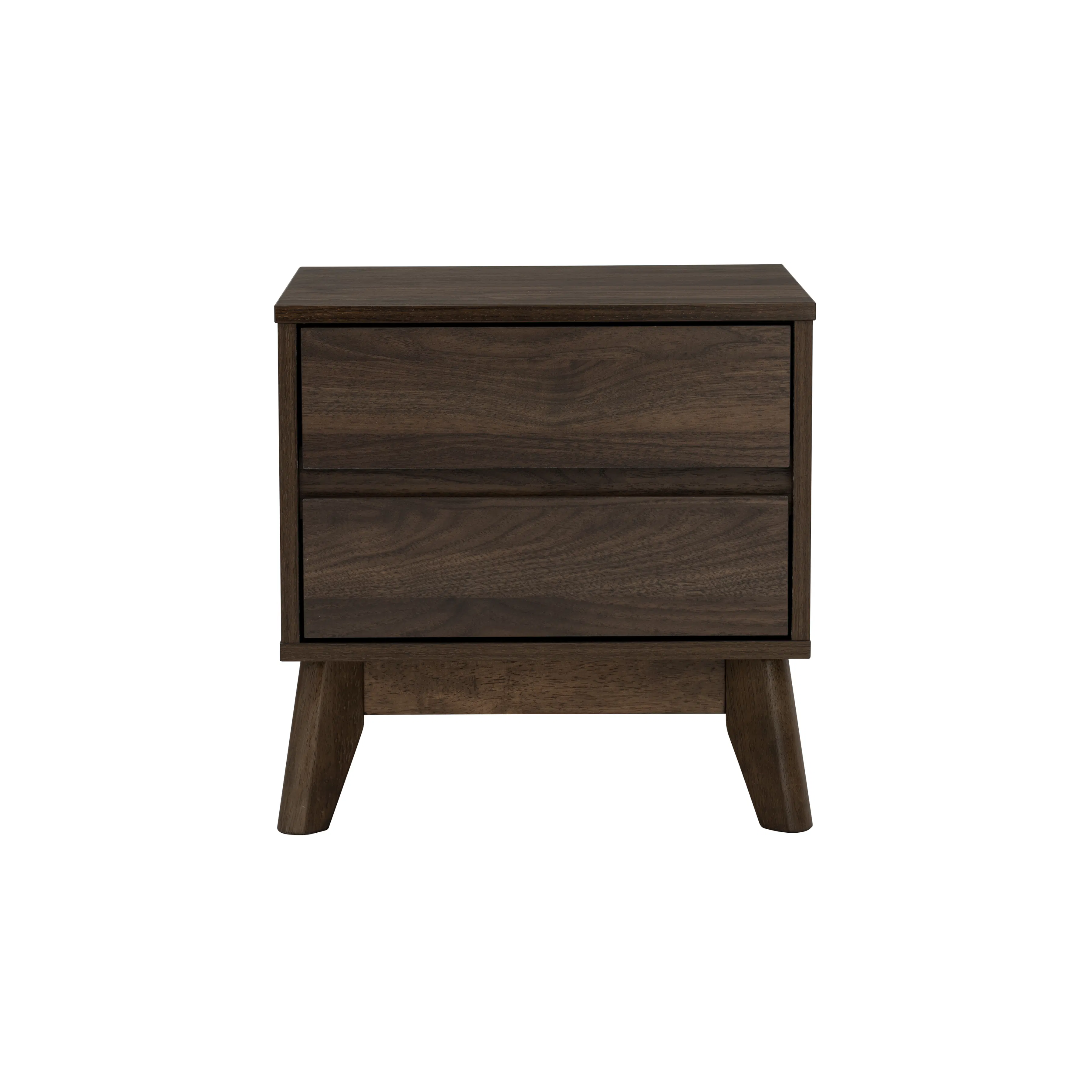 Arthur Queen Divan Bed in Urban Grey with 2 Herschel Bedside Table in Walnut - 10 - Dark wood side table, minimalist design