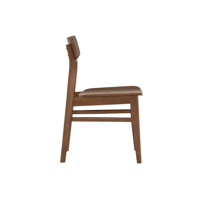 Kody Chair - Cocoa - 5 - Wooden chair, minimalist design, natural wood finish, high back, ergonomic support, cushioned seat