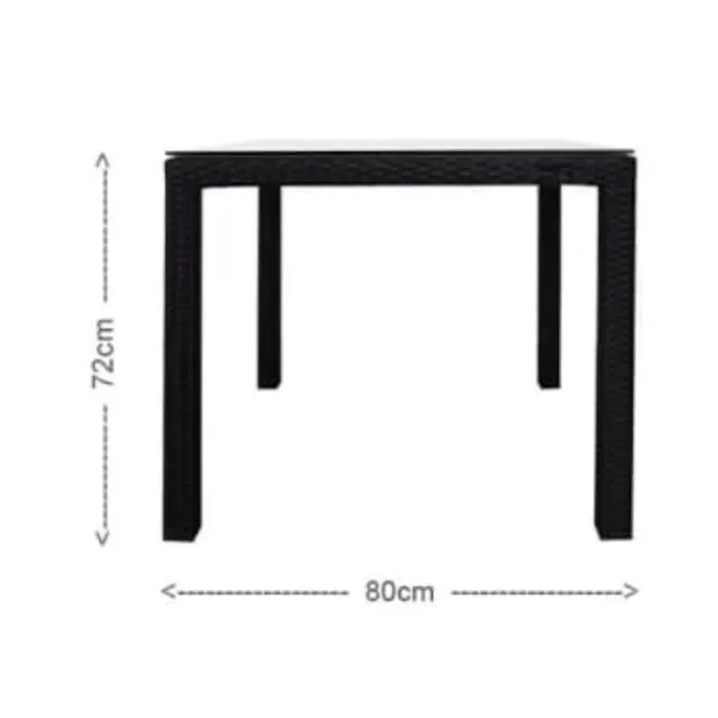 Monde 2 Chair Outdoor Dining Set - White Cushion - 9 - Black, rectangular table with 72 cm height, 80 cm wide table design