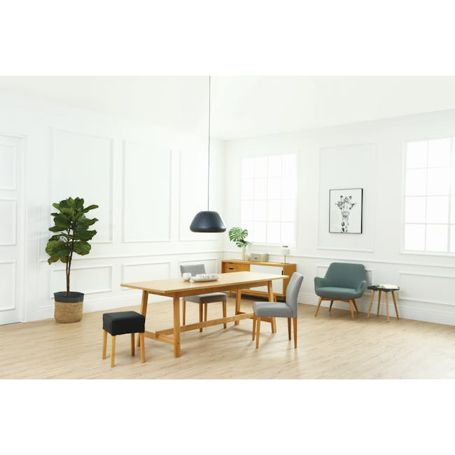 Haynes Dining Table 2.2m in Oak with 4 Greta Chairs in Natural - 10 - Modern minimalist dining room, sleek wooden table