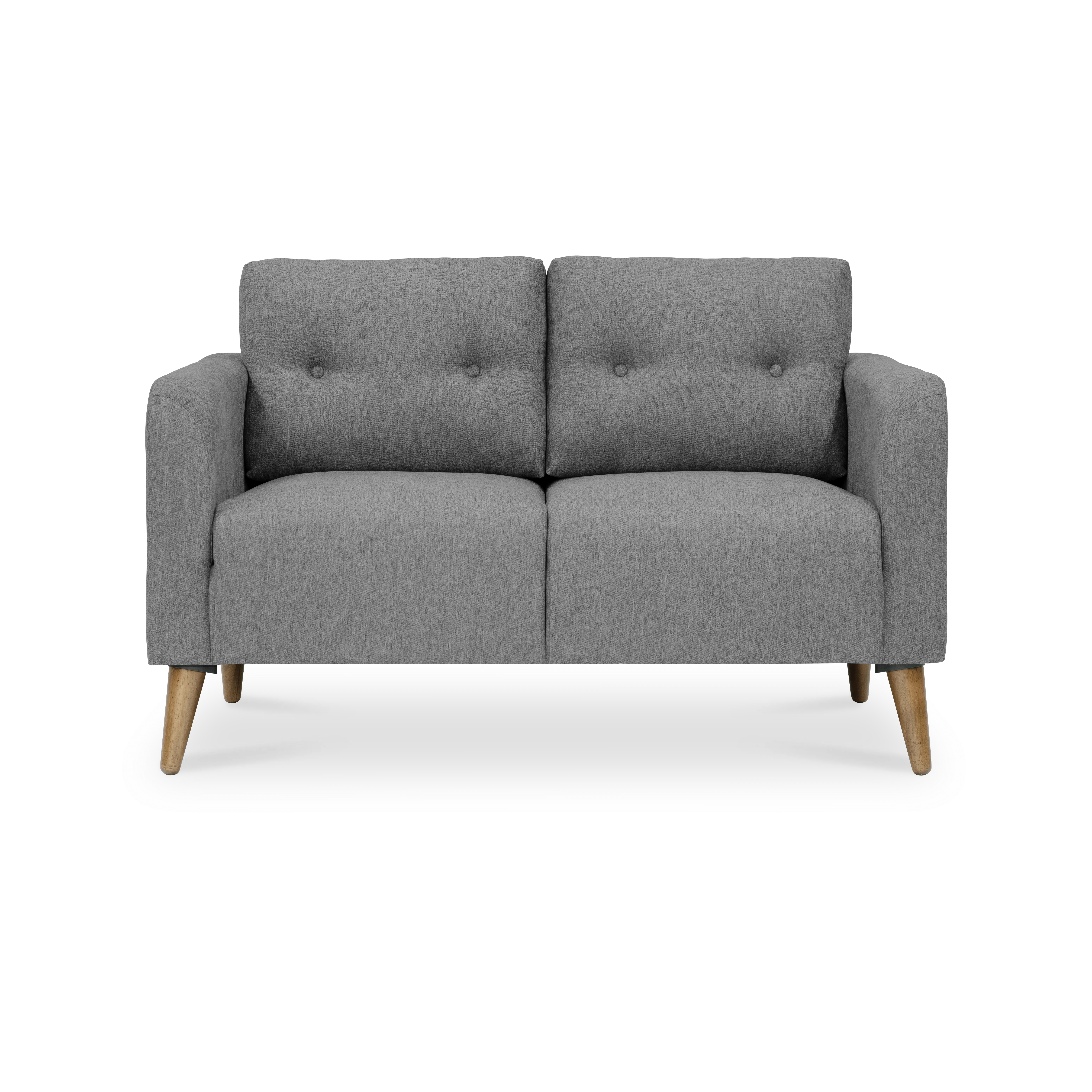 Bennett 2 Seater Sofa - Gray Owl - 10 - Grey upholstered sofa, wooden legs, modern design, comfortable seating, two-seater