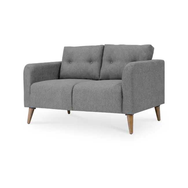Bennett 3 Seater Sofa with Bennett 2 Seater Sofa - Gray Owl - 8 - Grey upholstered sofa with wooden legs, modern design