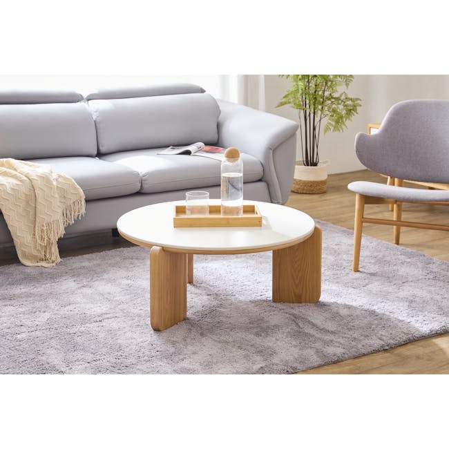 Blair Round Coffee Table - Cherry Wood, Sintered Stone - 2