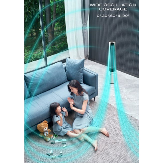 Mistral Blade Free Fan with Air Purifier MBFAP500 - 10 - Widespread coverage, 0° to 120°, gentle therapy, soothing effect