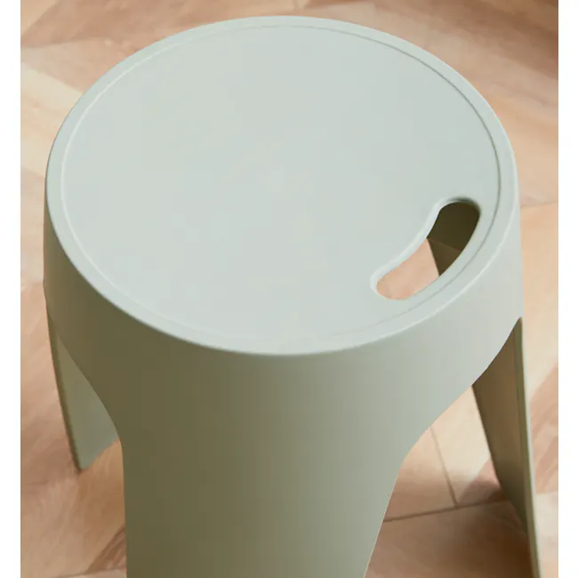 Jovie Stackable Stool - Taupe - 4 - Modern minimalist stool, light beige color, circular top, simple design, sturdy base