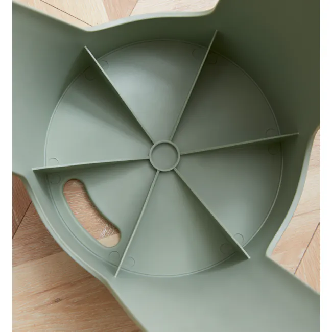Jovie Stackable Stool - Taupe - 6 - Grey industrial fan blades, minimalist design, circular center, metal fasteners, wooden