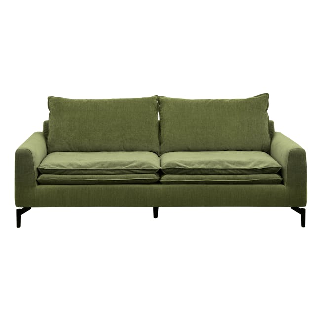 Adonis 3 Seater Sofa - Army Green (Removable Headrest, Down Feathers) - 2