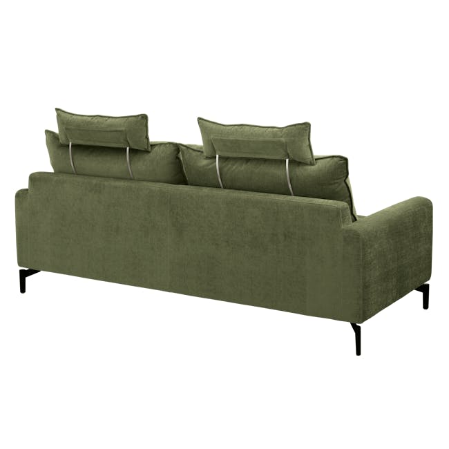 Adonis 3 Seater Sofa - Army Green (Removable Headrest, Down Feathers) - 9