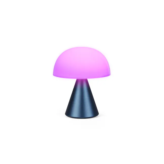 Lexon MINA M Led Lamp - Dark Blue - 6 - Purple, glowing, dome-shaped, soft, luminescent, reflective, metallic, cone-shaped