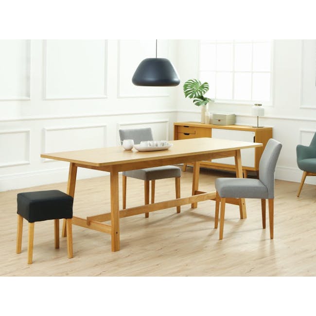Haynes Dining Table 2.2m in Oak with 4 Greta Chairs in Natural - 4 - Wooden dining table, minimalist design, light wood