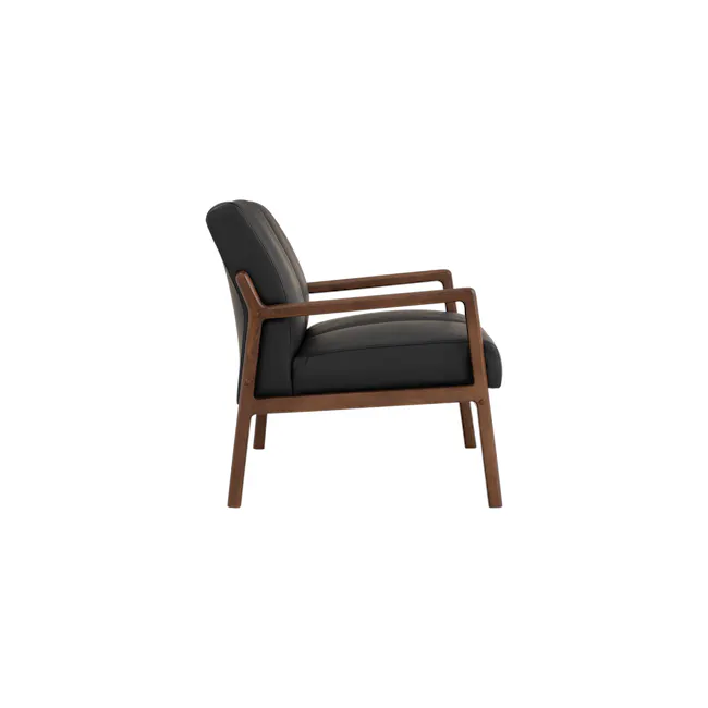Mendo 2 Seater Sofa - Espresso (Faux Leather) - 3 - Wooden armchair, black leather upholstery, modern design, minimalist