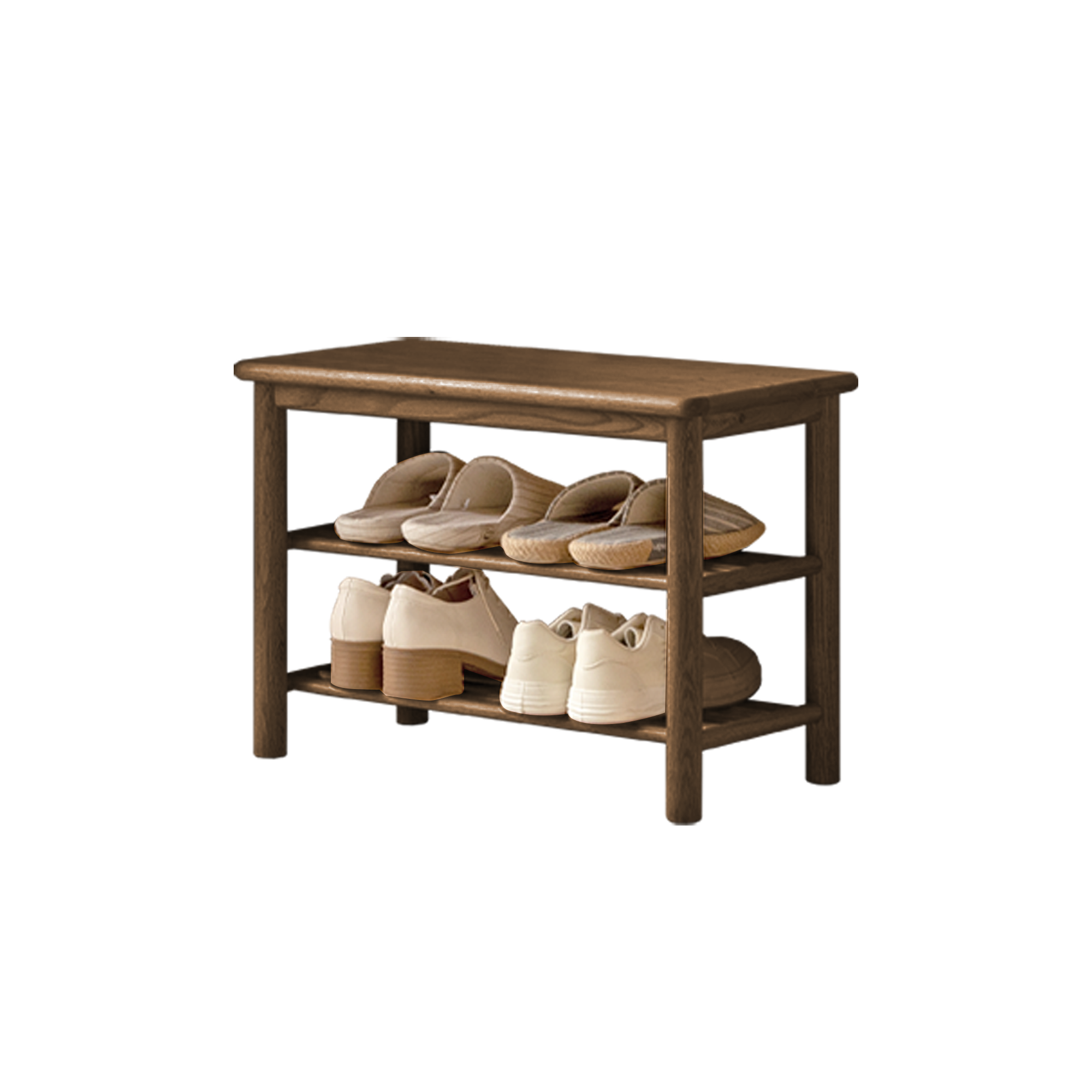 Azumi Shoe Rack Bench 0.6m - Walnut