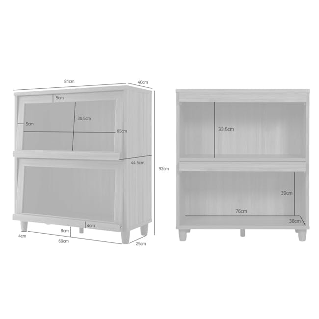 Jael 2 Door Cabinet with Clear Glass Flapdoors 0.8m - Oak - 10