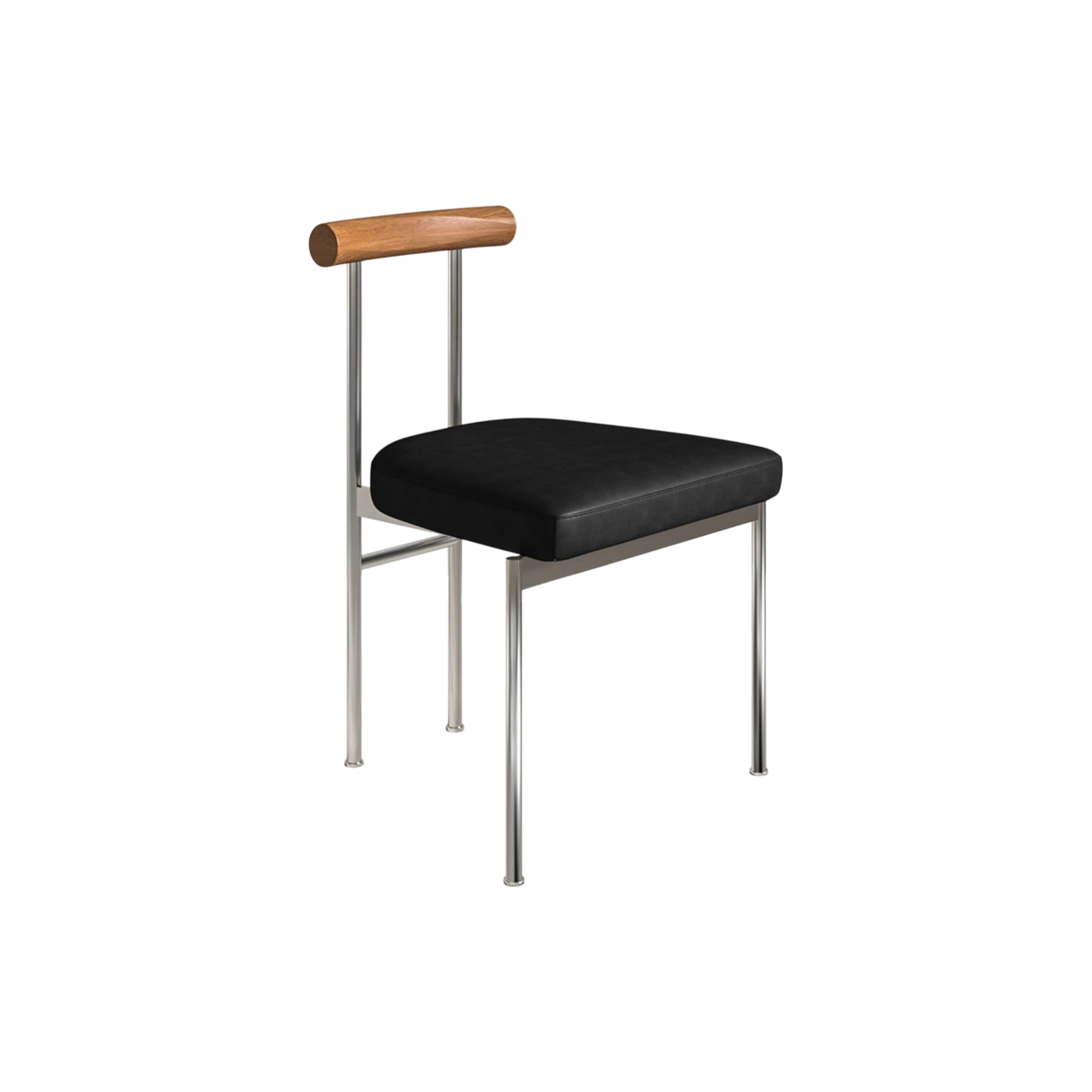 (As-is) Vincent Chair - Walnut, Black (Faux Leather) - 24
