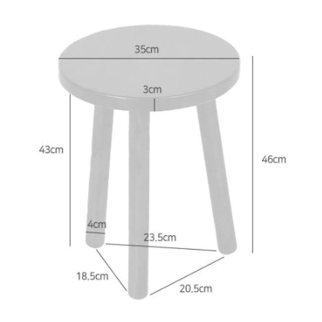 Vezzo Stool Side Table - 8 - Round table, 35 cm diameter, 3 cm height, 43 cm total height, 4 cm leg height, 5 cm total leg