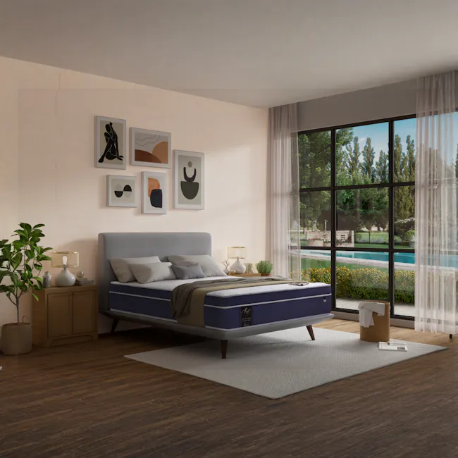 MaxCoil REST 28cm Mattress - Firm (4 Sizes) *HipVan Exclusive!* - 15 - Modern bedroom with large window, beige walls