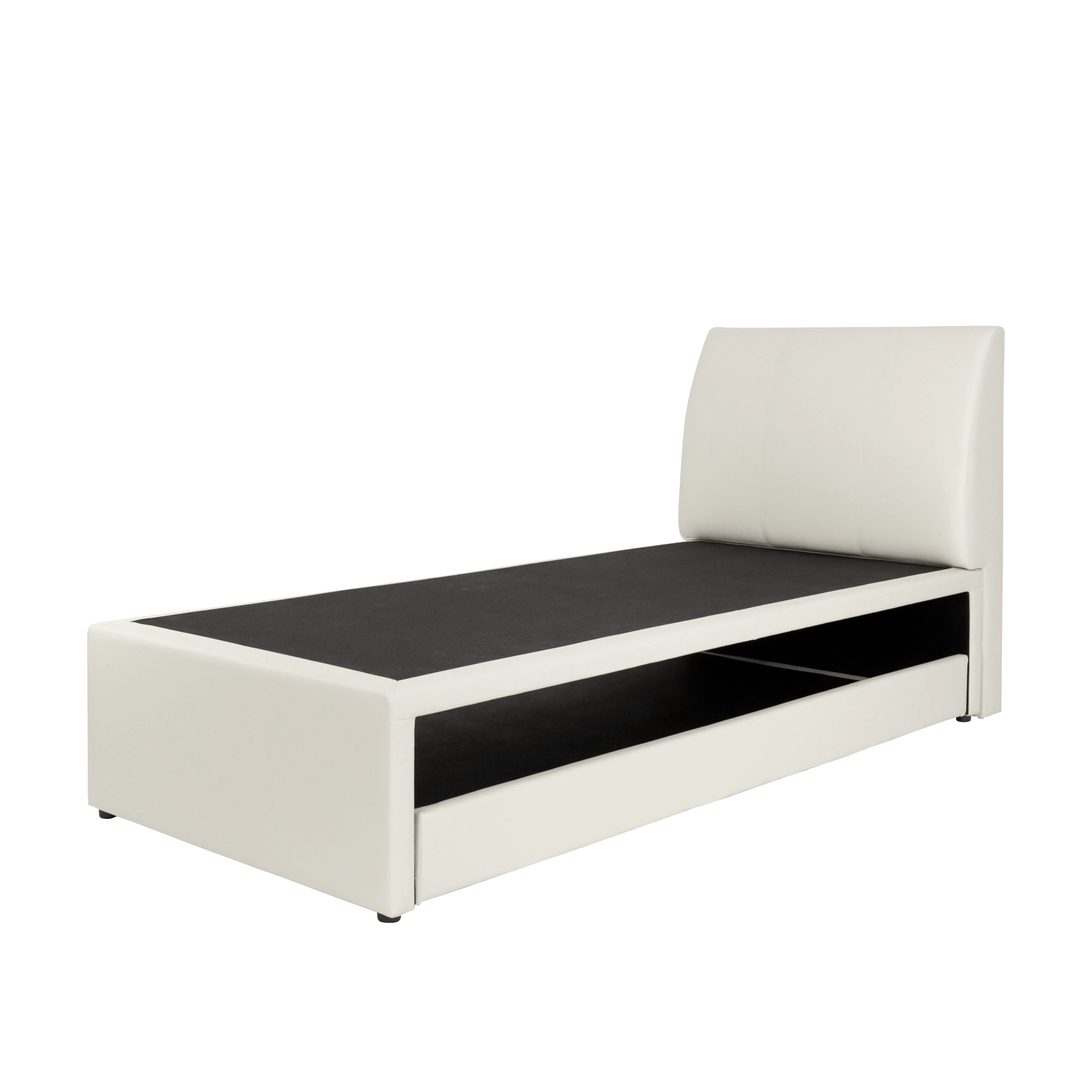 Essentials Single Trundle Bed White Faux Leather Beds By