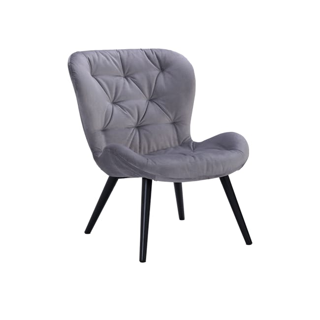 Salomi Lounge Chair - Black, Ash Grey (Velvet) - 0