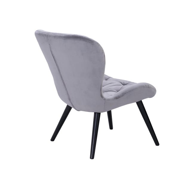 Salomi Lounge Chair - Black, Ash Grey (Velvet) - 3