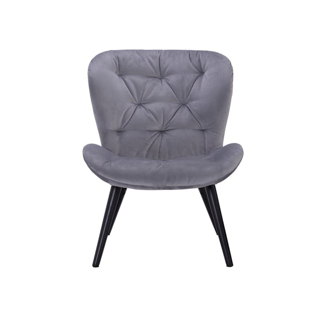 Salomi Lounge Chair - Black, Ash Grey (Velvet) - 2