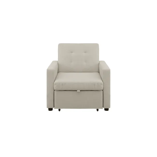 Mason Sofa Bed - Ecru - 1 - Modern armchair, minimalist design, neutral color palette, upholstered fabric, plush cushion