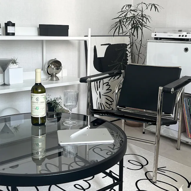 Cashel Round Coffee Table - Matt Black, Smoked Glass - 3 - glass coffee table, modern living room, minimalist decor, black