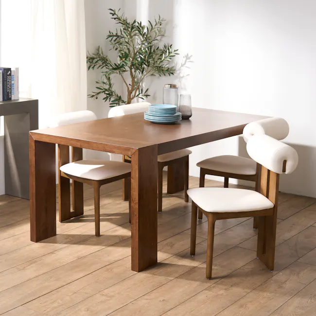 Radley Dining Chair - Walnut, Ivory (Faux Leather) - 3