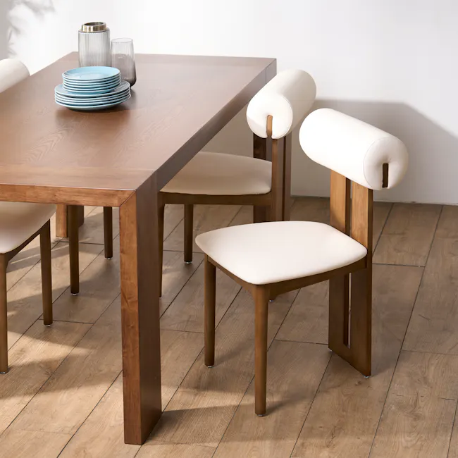 Radley Dining Chair - Walnut, Ivory (Faux Leather) - 2