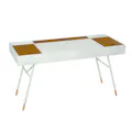 Morse Study Table 1.4m - White, Walnut