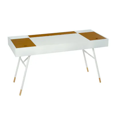 Morse Study Table 1.4m - White, Walnut