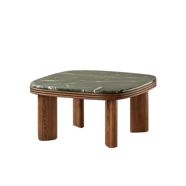 Reign Round Coffee Table 0.7m - Walnut, Jade (Marble) - 1