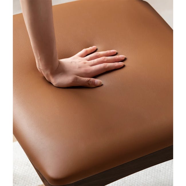 Wayn Chair - Walnut, Tan (Faux Leather) - 4