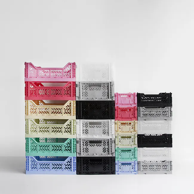 Aykasa Foldable Maxibox - Boulder - 4 - multi-colored plastic crates, stacked pallets, colorful plastic storage bins